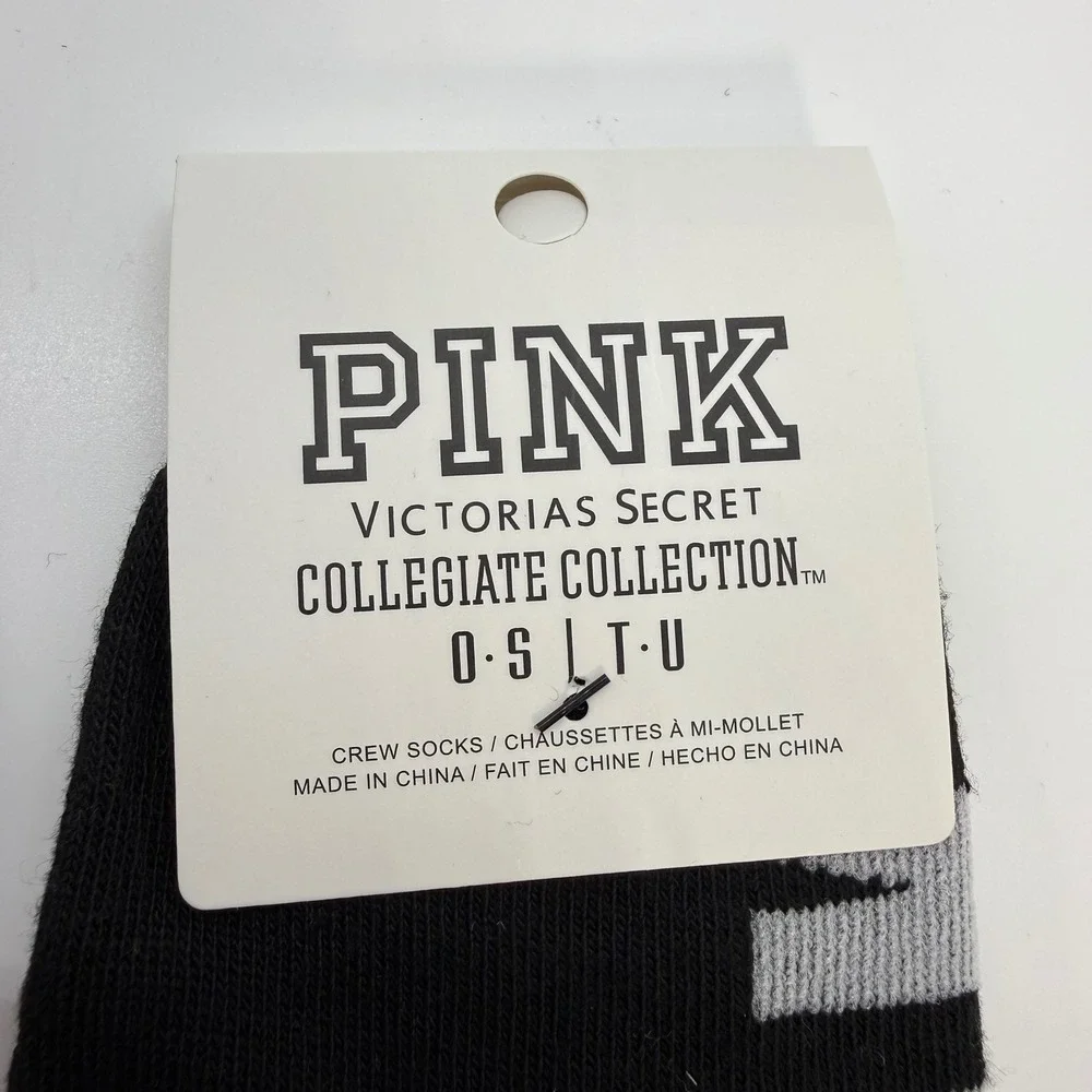 Victoria's Secret PINK Collegiate Collection Socks 2-Pack Purple & Black No Show